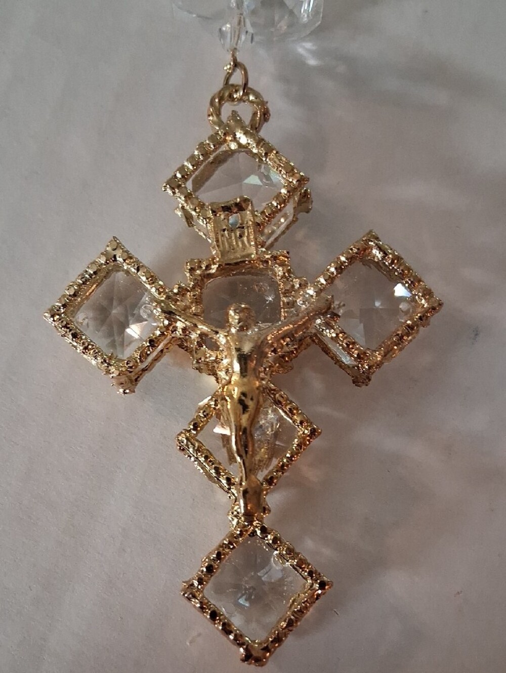Gold-Tone Clear /Navy Bead Rosary Auto /Travel with Virgin Mary (C) - Picture 3 of 7